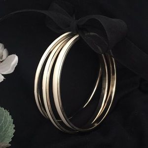 Gold & Cream Enamel Bangle Bracelets